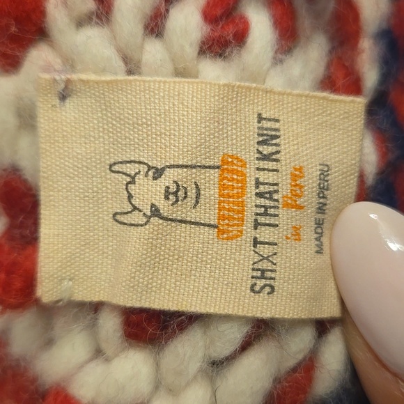 Tuckernuck Sh*t That I Knit Navy Team USA Chunky Knit Peru Wool Beanie Unisex - Picture 8 of 9